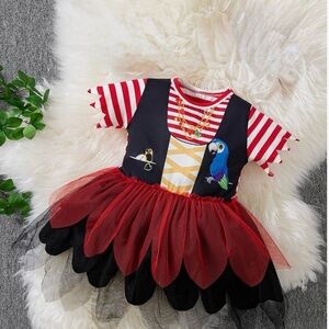 Striped Pirate Parrot Kids Costume - Red and Black